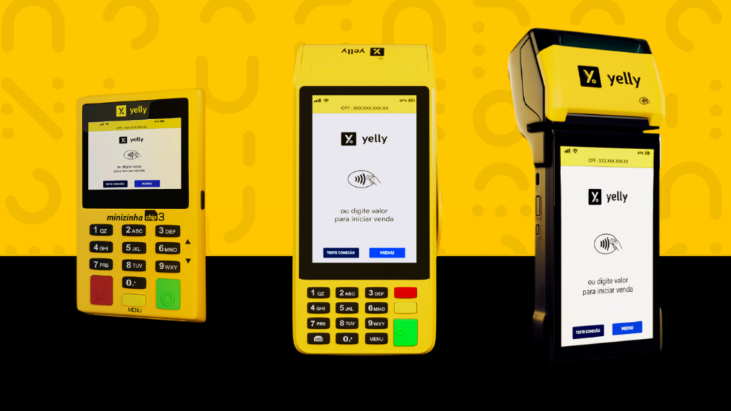 yelly yellypay maquininha cartao chip suporte bobina cupom credito