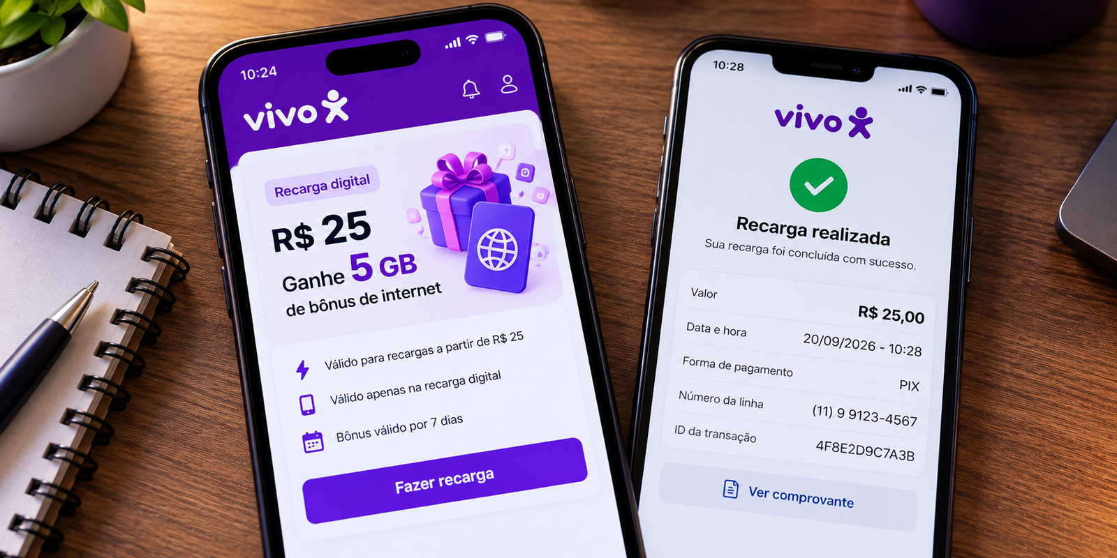Vivo oferta bonus comprovante recarga