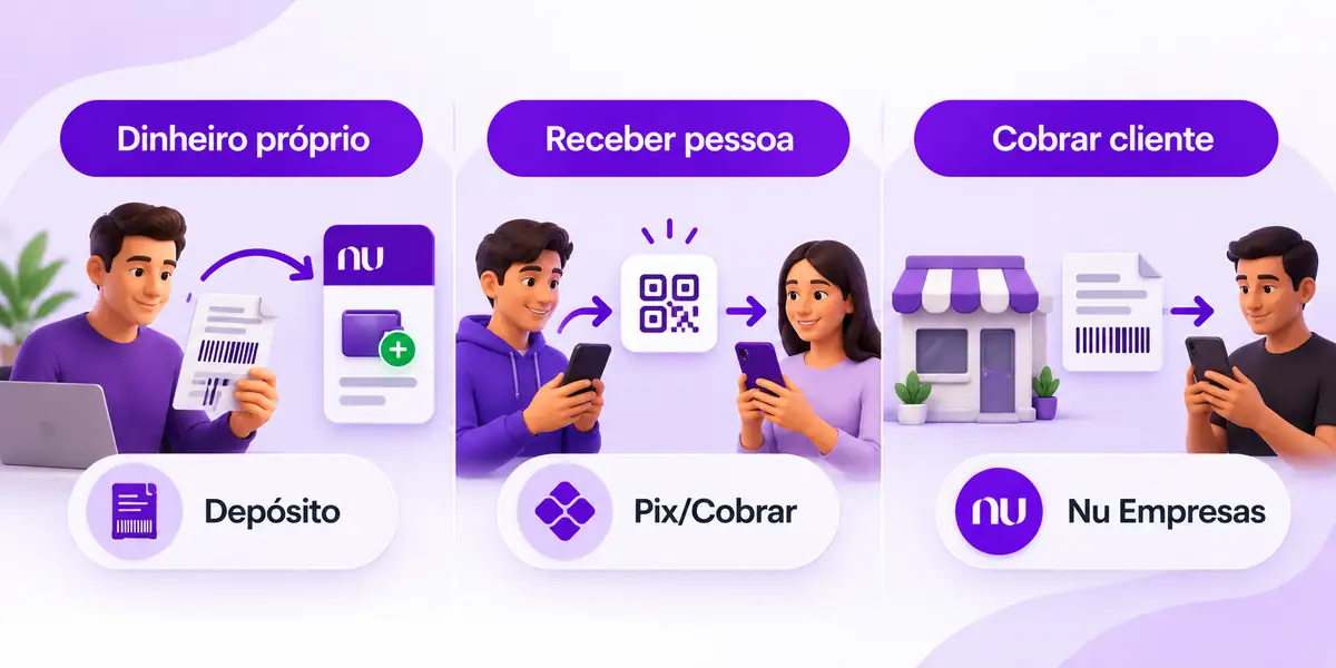 Deposito pix ou boleto cobranca