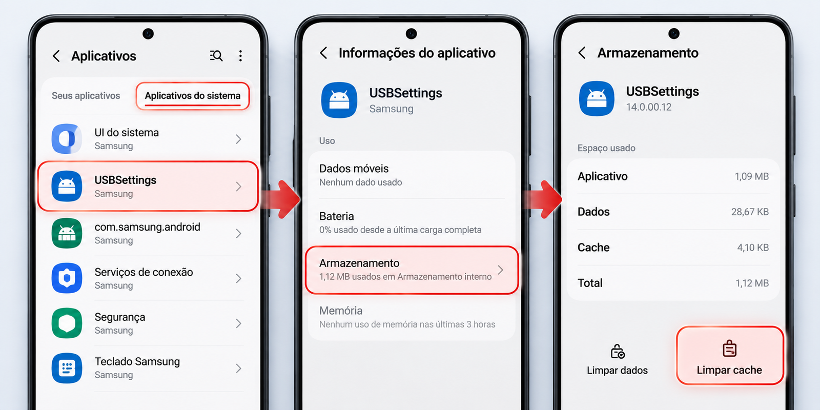 Samsung limpar cache usbsettings