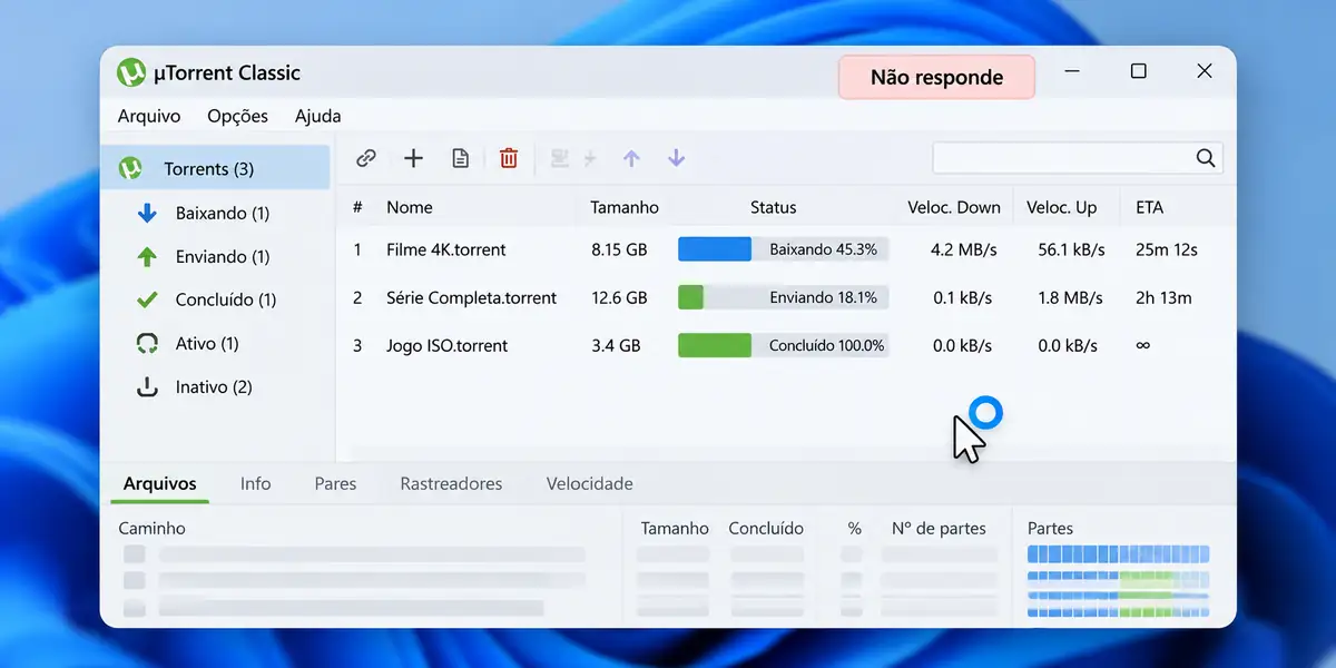 Utorrent congelado nao responde